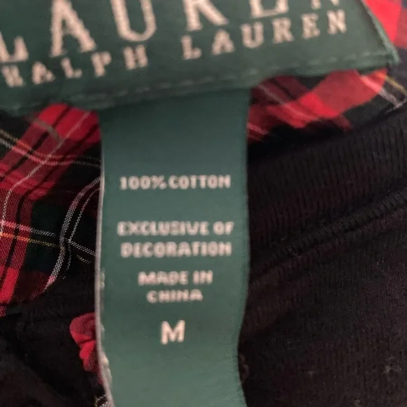 Lauren Ralph Lauren Pajama Shirt Dress Black Red and Green Plaid Medium - Picture 4 of 7